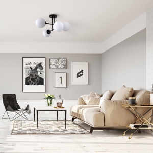 Czarna lampa sufitowa z białymi kulami Light Prestige LP-1345/4P BK Roma 4xE14 56cm