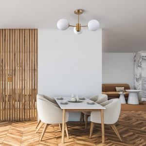 Lampa sufitowa złoty stelaż i trzy białe kule Light Prestige LP-1345/3P GD Roma 3xE14 60cm