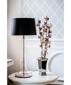 Lampa stołowa transparentna szklana podstawa i czarno biały abażur 4Concepts L214282229 Lozanna E27 94cm x 45cm