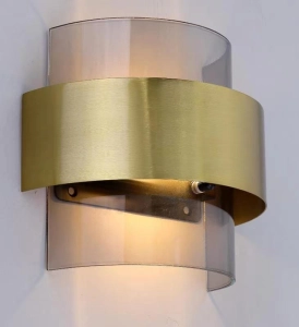Kinkiet lampa ścienna szklana osłona ze złotym pierścieniem Light Prestige LP-866/1W SM/GD Miele G9