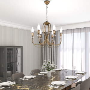 Mosiężny patynowany sześcioramienny żyrandol świecowy na łańcuchu Jupiter 1612 Melody 6xE14 52cm