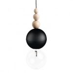 Lampa Wisząca Kolorowe Kable LBCZS29 Loft Bala E27 czarny/drewno bukowe