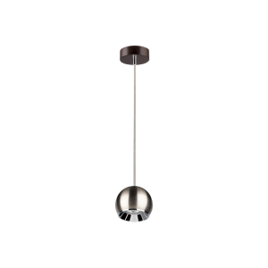 Lampa wisząca nowoczesna metalowa kula srebrna metalowa z ciemną bukową rozetą Spot-Light 5141176 Ball Wood GU10 12cm