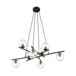 Czarna lampa wisząca splątane ramiona i przezroczyste klosze kule Wisząca Emibig 1202/8 Essa 8