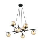 Lampa wisząca splątane czarne ramiona i miodowe klosze kule Emibig 1204/8 Essa 8