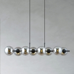 Lampa wisząca czarna listwa 115cm z grafitowymi kloszami kulami Emibig 1207/8 Rory 8