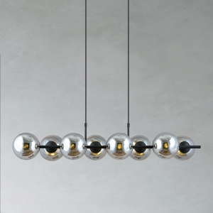 Lampa wisząca czarna listwa 115cm z grafitowymi kloszami kulami Emibig 1207/8 Rory 8