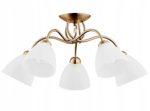 Klasyczna lampa sufitowa plafon z kryształem białe szklane kopułowe klosze Amarillo Alfa 23755 5xE27 28cm x 61cm