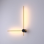 Lampa ścienna dwa smukłe złote ramiona pod kątem prostym na czarnej rozecie Elkim Lighting 646901135 Wand 469 LED 12W 3000K