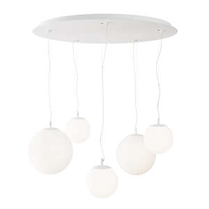 Lampa Wisząca Pięć Kulistych Kloszy Maytoni MOD321PL-05W1 Basic form 5xE27 105cm x 110cm biały