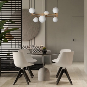 Lampa Wisząca Obręcz z Szklanymi Kulami Maytoni MOD013PL-06BS1 Ring 6xG9 65cm x 178cm złoty biały