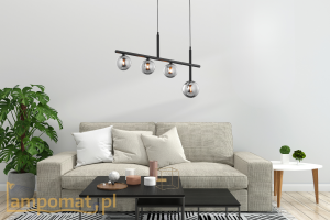 Lampa Wisząca Jupiter 1908 Neptun Nt 4 Cz 4xG9 86cm x 90cm czarny dymny