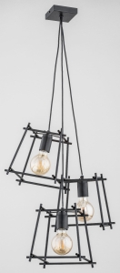 Potrójna lampa wisząca na same żarówki metalowe sześcienne klosze z rurek Neti Moro Alfa 62038 3xE27 90cm x 22cm x 54cm