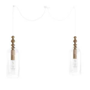 Lampa Wisząca Kolorowe Kable LHLBB2B09 Loft Hulub 2 2xE27 drewno dębowe/biały