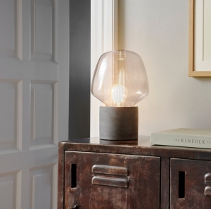 Lampa stołowa nocna betonowa podstawa szklany klosz Nordlux 48905050 Christina E27 30cm