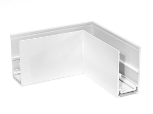 Biały łącznik narożny L do szyn natynkowych i zwieszanych magnetycznych AQForm Multitrack SMCLU00W