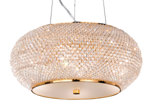 Włoski kryształowy żyrandol Ideal Lux 082172 Pasha 6xE14 45cm złoty