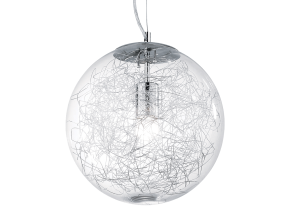 Lampa wisząca z kloszem szklaną kulą i chromowanymi iskierkami wewnątrz Ideal Lux 045115 Mapa Max E27 30cm x 245cm