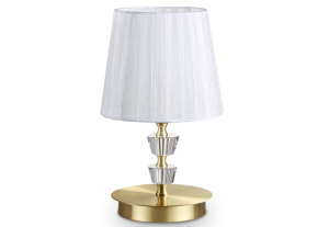 Włoska lampa nocna mosiężna podstawa szklane dodatki biały plisowany abażur Ideal Lux 197753 Pegaso E14 30cm x 18cm
