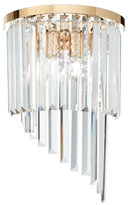 Włoska lampa sufitowa z kryształami na złotej obręczy Ideal Lux 213507 Carlton 3xE14 30cm x 45cm