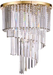 Kryształowa lampa wisząca z złotą obręczą Ideal Lux 213521 Carlton 12xE14 50cm x 284cm