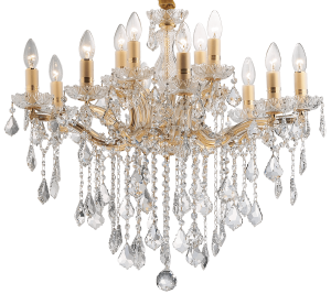 Złoty włoski żyrandol świecznikowy z kryształami Ideal Lux 035611 Florian 12xE14 72cm x 120cm
