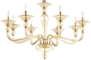 Złota lampa wisząca włoski szeroki żyrandol Ideal Lux 159973 Danieli 8xE14 85cm x 170cm