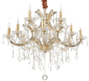 Lampa wisząca włoski żyrandol z kryształami i złotym stelażem Ideal Lux 167404 Napoleon 12xE14 74cm x 170cm