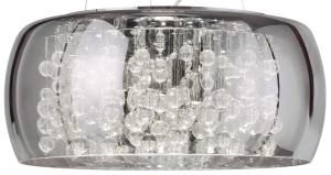 Włoska lampa wisząca z szklanym kloszem i kryształami wewnątrz Ideal Lux 197654 Audi-80 8xG9 50cm x 123cm