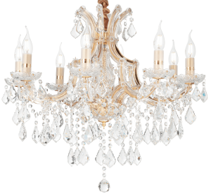 Majestatyczny złoty włoski żyrandol z kryształami Ideal Lux 167398 Napoleon 8xE14 67cm x 170cm