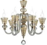 Złoty szklany włoski żyrandol lampa wisząca Ideal Lux 140605 Strauss 6xE14 50cm x 190cm