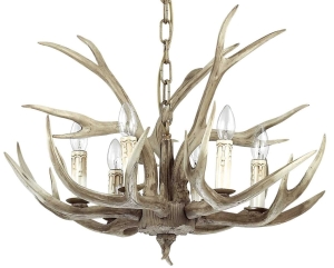 Lampa wisząca drewniany żyrandol rogi na łańcuchu Ideal Lux 115498 Chalet 6xE14 67cm x 130cm