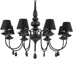 Lampa wisząca duży czarny żyrandol z abażurami Ideal Lux 111896 Blanche 8xE14 92cm x 180cm