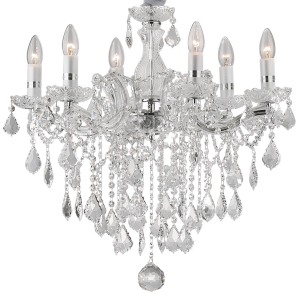 Lampa wisząca kryształowy chromowany włoski żyrandol Ideal Lux 035628 Florian 6xE14 60cm x 120cm