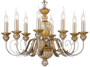 Złoty klasyczny włoski masywny żyrandol Ideal Lux 020839 Firenze 8xE14 64cm x 105cm