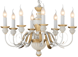 Biało złoty klasyczny włoski masywny żyrandol Ideal Lux 012872 Firenze 8xE14 64cm x 105cm