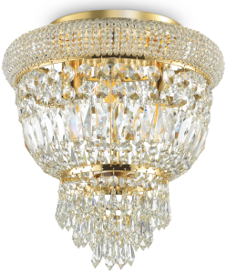 Złoty kryształowy żyrandol włoska lampa wisząca Ideal Lux 200996 Dubai 3xE14 32cm x 35cm