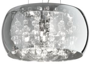 Szklana lampa wisząca z kryształami wewnątrz klosza Ideal Lux 197661 Audi-80 5xG9 40cm x 116cm