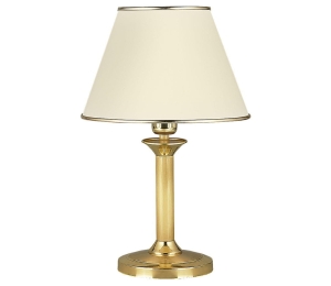 Klasyczna lampa nocna stołowa z mosiężną satynową podstawą i abażurem ecru Jupiter 288 CL-N ms Classic E27 44cm