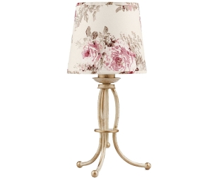 Lampa na stolik nocny Jupiter 1286 Sara SA L ec E27 22cm x 42cm ecru abażur w kwiatki