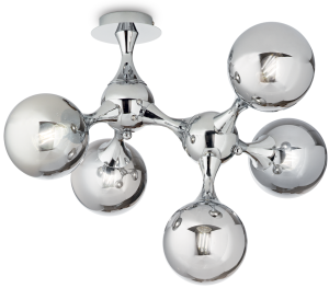 Chromowana lampa sufitowa molekuły Ideal Lux 200484 Nodi 5xE14