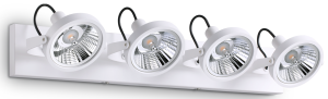 Biała lampa sufitowa cztery regulowane reflektory Ideal Lux 200217 Glim 4xGU10 65cm żarówki w zestawie