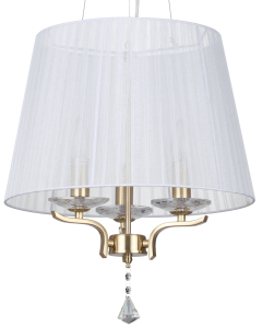 Lampa wisząca z mosiężnym stelażem z kryształkiem abażur biały z plisowanej tkaniny Ideal Lux 197715 Pegaso 3xE14 40cm x 260cm