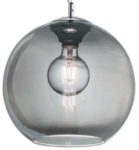 Lampa wisząca dymny szklany klosz kula z chromem Ideal Lux 094236 Nemo E27 30cm x 241cm