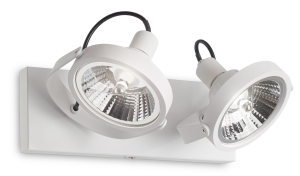 Biała lampa ścienna sufitowa dwa reflektory punktowe spot regulowane Ideal Lux 200200 Glim 2xGU10 ES111 w zestawie