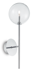 Chromowany kinkiet metalowy korpus i szklana transparentna kula Ideal Lux 200132 Equinoxe G4
