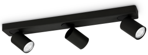 Czarna lampa techniczna sufitowa listwa 53cm z 3 punktowymi reflektorami Ideal Lux 229058 Rudy 3xGU10