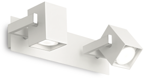 Lampa sufitowa ścienna biała listwa 34cm z dwoma regulowanymi punktowymi reflektorami Ideal Lux 073545 Mouse 2xGU10