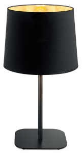 Lampa nocna stołowa czarny stelaż i abażur czarny z złotym tworzywem od wewnątrz Ideal Lux 161686 Nordik E27 48cm x 26cm