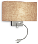 Chromowany kinkiet z giętkim ramieniem i beżowym abażurem Ideal Lux 103204 Hotel E27 + LED 1,5W 3000K